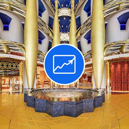Powerful 360 degree content for virtual tours, photography of Burj Al Arab Hotel